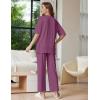 Ekouaer Lounge Sets for Women Short Sleeve Tops and Long Pants Soft Comfy Pajamas Set 2 Piece Outfits S-XXL(Fuchsia)