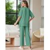 Ekouaer Lounge Sets for Women Short Sleeve Tops and Long Pants Soft Comfy Pajamas Set 2 Piece Outfits S-XXL(Gray Green)