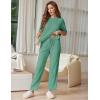 Ekouaer Lounge Sets for Women Short Sleeve Tops and Long Pants Soft Comfy Pajamas Set 2 Piece Outfits S-XXL(Gray Green)