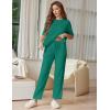 Ekouaer Lounge Sets for Women Short Sleeve Tops and Long Pants Soft Comfy Pajamas Set 2 Piece Outfits S-XXL(Ivy Green)