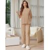Ekouaer Lounge Sets for Women Short Sleeve Tops and Long Pants Soft Comfy Pajamas Set 2 Piece Outfits S-XXL(Khaki)