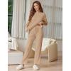 Ekouaer Lounge Sets for Women Short Sleeve Tops and Long Pants Soft Comfy Pajamas Set 2 Piece Outfits S-XXL(Khaki)