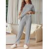 Ekouaer Lounge Sets for Women Short Sleeve Tops and Long Pants Soft Comfy Pajamas Set 2 Piece Outfits S-XXL(Light Gray)