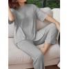 Ekouaer Lounge Sets for Women Short Sleeve Tops and Long Pants Soft Comfy Pajamas Set 2 Piece Outfits S-XXL(Light Gray)