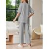 Ekouaer Lounge Sets for Women Short Sleeve Tops and Long Pants Soft Comfy Pajamas Set 2 Piece Outfits S-XXL(Light Gray)