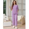 Ekouaer Lounge Sets for Women Short Sleeve Tops and Long Pants Soft Comfy Pajamas Set 2 Piece Outfits S-XXL(Lilac)