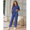 Ekouaer Lounge Sets for Women Short Sleeve Tops and Long Pants Soft Comfy Pajamas Set 2 Piece Outfits S-XXL(Navy)
