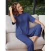 Ekouaer Lounge Sets for Women Short Sleeve Tops and Long Pants Soft Comfy Pajamas Set 2 Piece Outfits S-XXL(Navy)