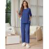 Ekouaer Lounge Sets for Women Short Sleeve Tops and Long Pants Soft Comfy Pajamas Set 2 Piece Outfits S-XXL(Navy)