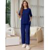 Ekouaer Lounge Sets for Women Short Sleeve Tops and Long Pants Soft Comfy Pajamas Set 2 Piece Outfits S-XXL(Navy Blue)