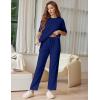 Ekouaer Lounge Sets for Women Short Sleeve Tops and Long Pants Soft Comfy Pajamas Set 2 Piece Outfits S-XXL(Navy Blue)