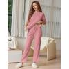 Ekouaer Lounge Sets for Women Short Sleeve Tops and Long Pants Soft Comfy Pajamas Set 2 Piece Outfits S-XXL(Old Rose)