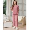 Ekouaer Lounge Sets for Women Short Sleeve Tops and Long Pants Soft Comfy Pajamas Set 2 Piece Outfits S-XXL(Old Rose)