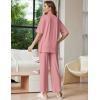 Ekouaer Lounge Sets for Women Short Sleeve Tops and Long Pants Soft Comfy Pajamas Set 2 Piece Outfits S-XXL(Old Rose)