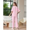 Ekouaer Lounge Sets for Women Short Sleeve Tops and Long Pants Soft Comfy Pajamas Set 2 Piece Outfits S-XXL(Pink)