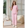 Ekouaer Lounge Sets for Women Short Sleeve Tops and Long Pants Soft Comfy Pajamas Set 2 Piece Outfits S-XXL(Pink)
