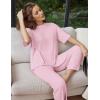 Ekouaer Lounge Sets for Women Short Sleeve Tops and Long Pants Soft Comfy Pajamas Set 2 Piece Outfits S-XXL(Pink)