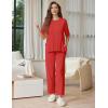 Ekouaer Lounge Sets for Women Short Sleeve Tops and Long Pants Soft Comfy Pajamas Set 2 Piece Outfits S-XXL(Red)