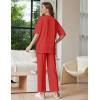 Ekouaer Lounge Sets for Women Short Sleeve Tops and Long Pants Soft Comfy Pajamas Set 2 Piece Outfits S-XXL(Red)