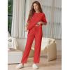 Ekouaer Lounge Sets for Women Short Sleeve Tops and Long Pants Soft Comfy Pajamas Set 2 Piece Outfits S-XXL(Red)