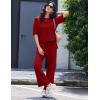 Ekouaer Lounge Sets for Women Short Sleeve Tops and Long Pants Soft Comfy Pajamas Set 2 Piece Outfits S-XXL(Wine Red)