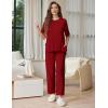 Ekouaer Lounge Sets for Women Short Sleeve Tops and Long Pants Soft Comfy Pajamas Set 2 Piece Outfits S-XXL(Wine Red)