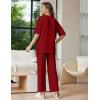 Ekouaer Lounge Sets for Women Short Sleeve Tops and Long Pants Soft Comfy Pajamas Set 2 Piece Outfits S-XXL(Wine Red)