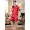Ekouaer Men Satin Silk Pajamas Set with Pockets Sleepwear Shorts Satin Summer Loungewear 2 Piece Button Down Set S-3XL(01 Red)