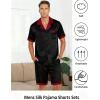 Ekouaer Men Satin Silk Pajamas Set with Pockets Sleepwear Shorts Satin Summer Loungewear 2 Piece Button Down Set S-3XL(Black)