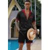 Ekouaer Men Satin Silk Pajamas Set with Pockets Sleepwear Shorts Satin Summer Loungewear 2 Piece Button Down Set S-3XL(Black)