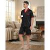 Ekouaer Men Satin Silk Pajamas Set with Pockets Sleepwear Shorts Satin Summer Loungewear 2 Piece Button Down Set S-3XL(Black)