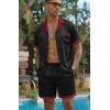 Ekouaer Men Satin Silk Pajamas Set with Pockets Sleepwear Shorts Satin Summer Loungewear 2 Piece Button Down Set S-3XL(Black)