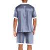 Ekouaer Men Satin Silk Pajamas Set with Pockets Sleepwear Shorts Satin Summer Loungewear 2 Piece Button Down Set S-3XL(Blue Plaid)
