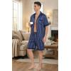 Ekouaer Men Satin Silk Pajamas Set with Pockets Sleepwear Shorts Satin Summer Loungewear 2 Piece Button Down Set S-3XL(Blue Striped)