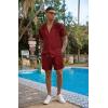 Ekouaer Men Satin Silk Pajamas Set with Pockets Sleepwear Shorts Satin Summer Loungewear 2 Piece Button Down Set S-3XL(Burgundy Black)