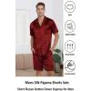 Ekouaer Men Satin Silk Pajamas Set with Pockets Sleepwear Shorts Satin Summer Loungewear 2 Piece Button Down Set S-3XL(Burgundy Black)