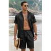 Ekouaer Men Satin Silk Pajamas Set with Pockets Sleepwear Shorts Satin Summer Loungewear 2 Piece Button Down Set S-3XL(Floral Embossing)