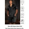 Ekouaer Men Satin Silk Pajamas Set with Pockets Sleepwear Shorts Satin Summer Loungewear 2 Piece Button Down Set S-3XL(Floral Embossing)
