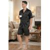 Ekouaer Men Satin Silk Pajamas Set with Pockets Sleepwear Shorts Satin Summer Loungewear 2 Piece Button Down Set S-3XL(Floral Embossing)