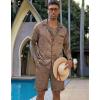Ekouaer Men Satin Silk Pajamas Set with Pockets Sleepwear Shorts Satin Summer Loungewear 2 Piece Button Down Set S-3XL(Geometric Gold)