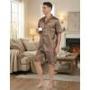Ekouaer Men Satin Silk Pajamas Set with Pockets Sleepwear Shorts Satin Summer Loungewear 2 Piece Button Down Set S-3XL(Geometric Gold)