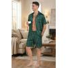 Ekouaer Men Satin Silk Pajamas Set with Pockets Sleepwear Shorts Satin Summer Loungewear 2 Piece Button Down Set S-3XL(Green Striped)