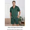Ekouaer Men Satin Silk Pajamas Set with Pockets Sleepwear Shorts Satin Summer Loungewear 2 Piece Button Down Set S-3XL(Green Striped)