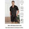 Ekouaer Men Satin Silk Pajamas Set with Pockets Sleepwear Shorts Satin Summer Loungewear 2 Piece Button Down Set S-3XL(Martini)