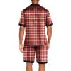 Ekouaer Men Satin Silk Pajamas Set with Pockets Sleepwear Shorts Satin Summer Loungewear 2 Piece Button Down Set S-3XL(Red Plaid)