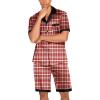 Ekouaer Men Satin Silk Pajamas Set with Pockets Sleepwear Shorts Satin Summer Loungewear 2 Piece Button Down Set S-3XL(Red Plaid)