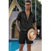 Ekouaer Men Satin Silk Pajamas Set with Pockets Sleepwear Shorts Satin Summer Loungewear 2 Piece Button Down Set S-3XL(Stripe Black)