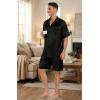 Ekouaer Men Satin Silk Pajamas Set with Pockets Sleepwear Shorts Satin Summer Loungewear 2 Piece Button Down Set S-3XL(Stripe Black)