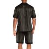 Ekouaer Men Satin Silk Pajamas Set with Pockets Sleepwear Shorts Satin Summer Loungewear 2 Piece Button Down Set S-3XL(Stripe Black Gold)