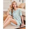 Ekouaer Nightgowns for Women 2 Pack Bamboo Viscose Sleep Shirts Short Sleeve Nightshirt Comfy Sleepdress Soft Sleepwear(Black/Green Daisy)
